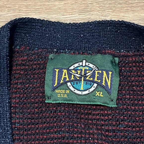 VTG Jantzen Knit Cardigan Sweater Vest Plaid SZ XL Multicolor USA Made Grandpa - Picture 6 of 10